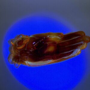 Vintage Degenhart Style Amberina Cadmium Glow Hand Flower Trinket Dish